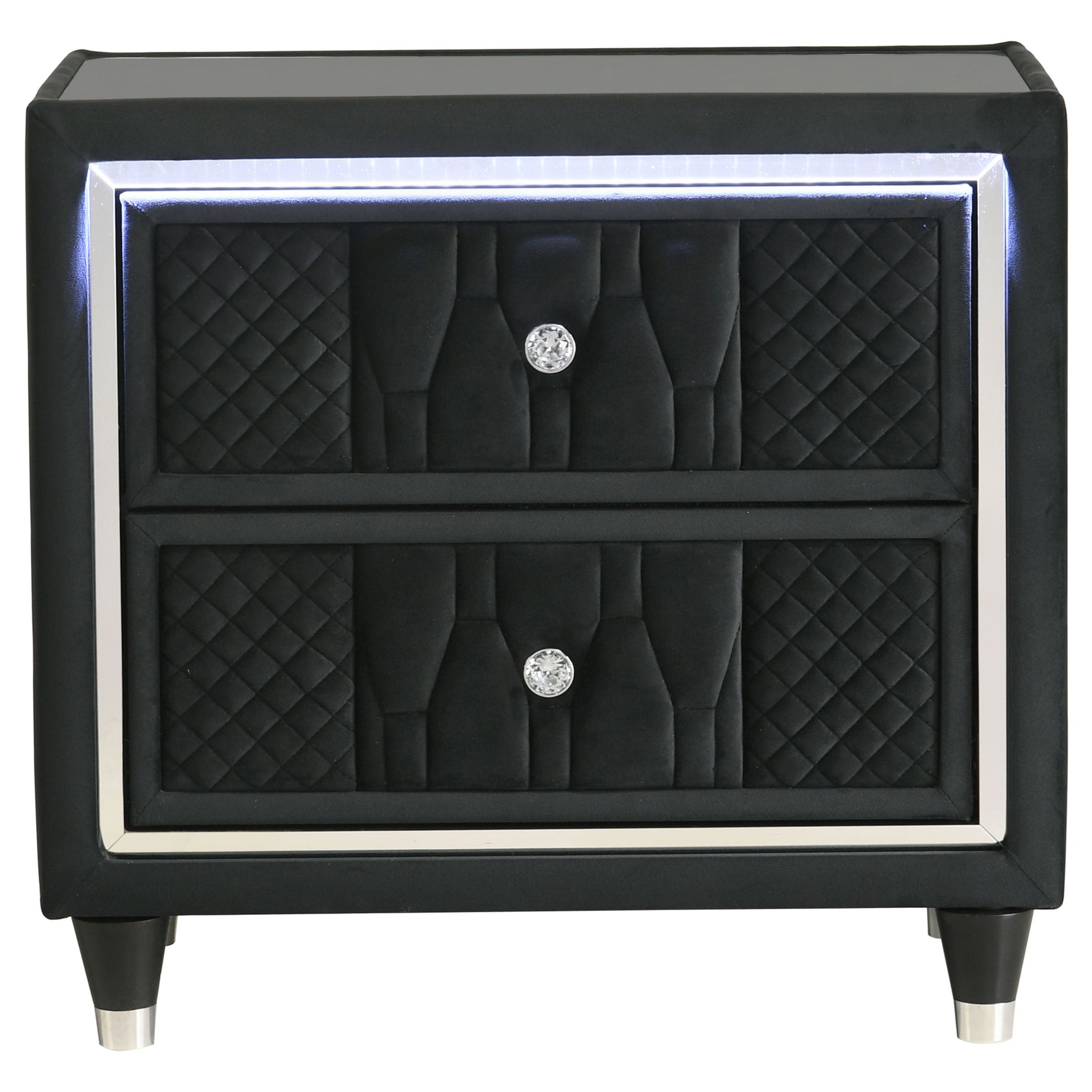 Lorient Black 2-drawer LED Nightstand with USB - Ornate Home