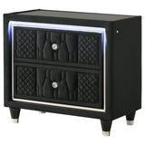 Lorient Black 2-drawer LED Nightstand with USB - Ornate Home