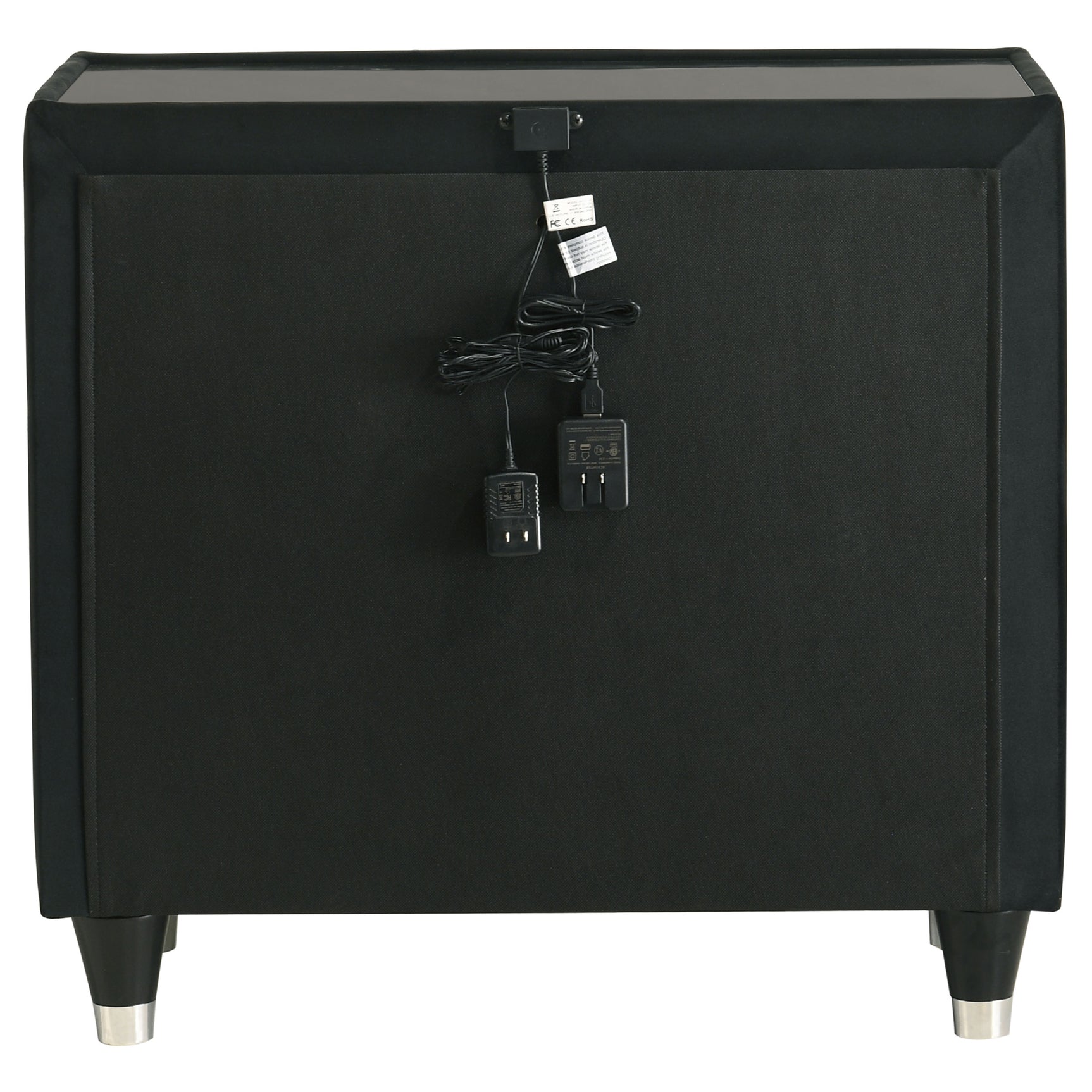 Lorient Black 2-drawer LED Nightstand with USB - Ornate Home