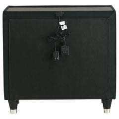 Lorient Black 2-drawer LED Nightstand with USB - Ornate Home