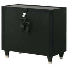 Lorient Black 2-drawer LED Nightstand with USB - Ornate Home