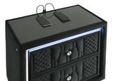 Lorient Black 2-drawer LED Nightstand with USB - Ornate Home
