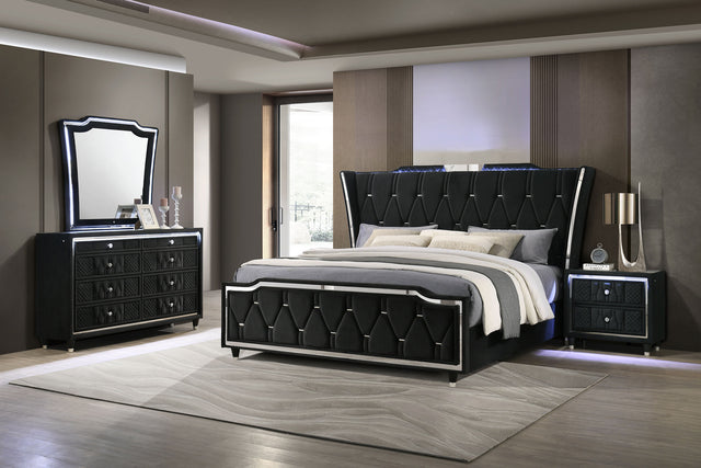 Lorient Black 4-piece Eastern King Bedroom Set - Ornate Home