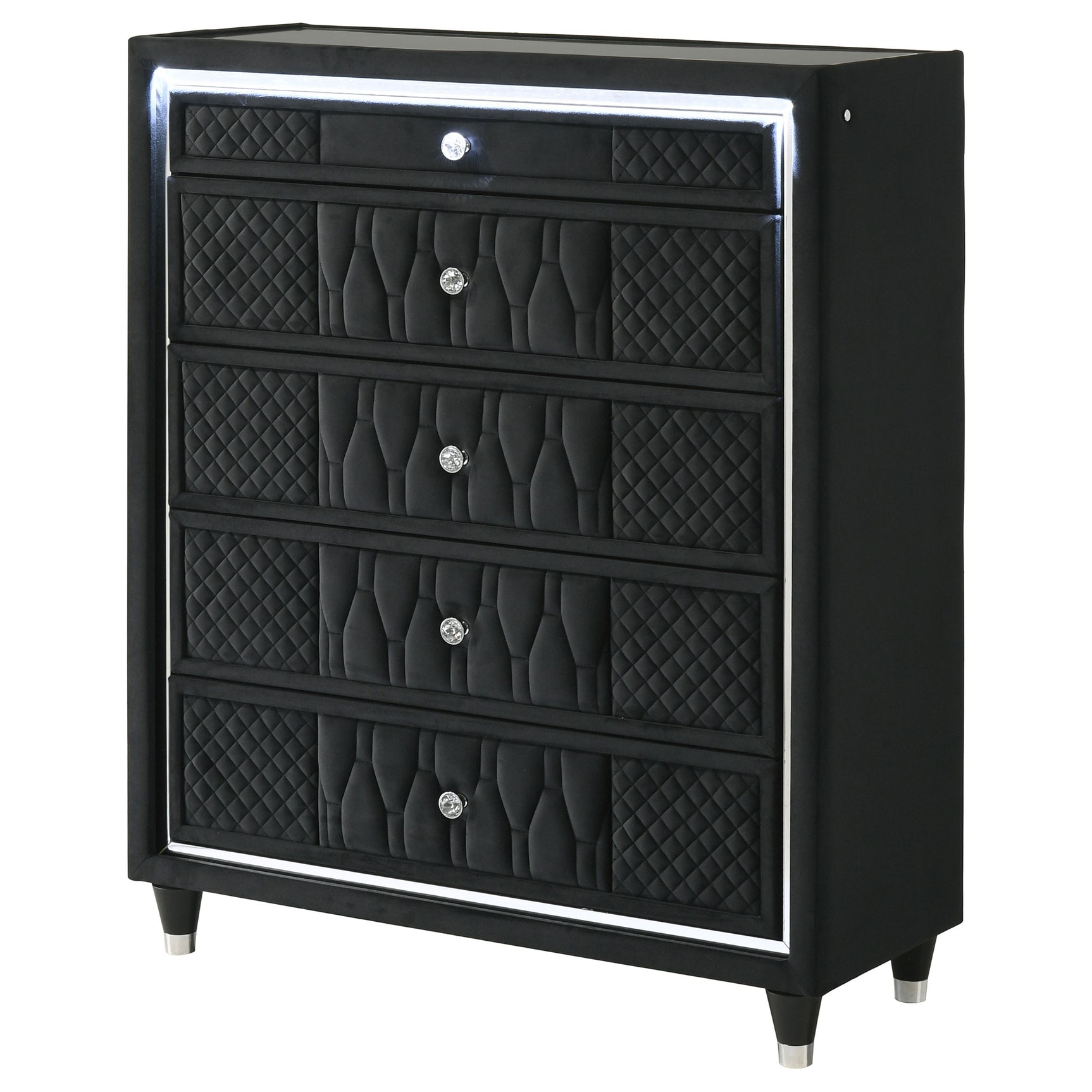 Lorient Black 5-drawer LED Chest of Drawers - Ornate Home