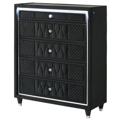 Lorient Black 5-drawer LED Chest of Drawers - Ornate Home