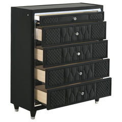 Lorient Black 5-drawer LED Chest of Drawers - Ornate Home