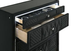 Lorient Black 5-piece California King Bedroom Set - Ornate Home