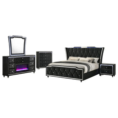 Lorient Black 5-piece California King Bedroom Set - Ornate Home