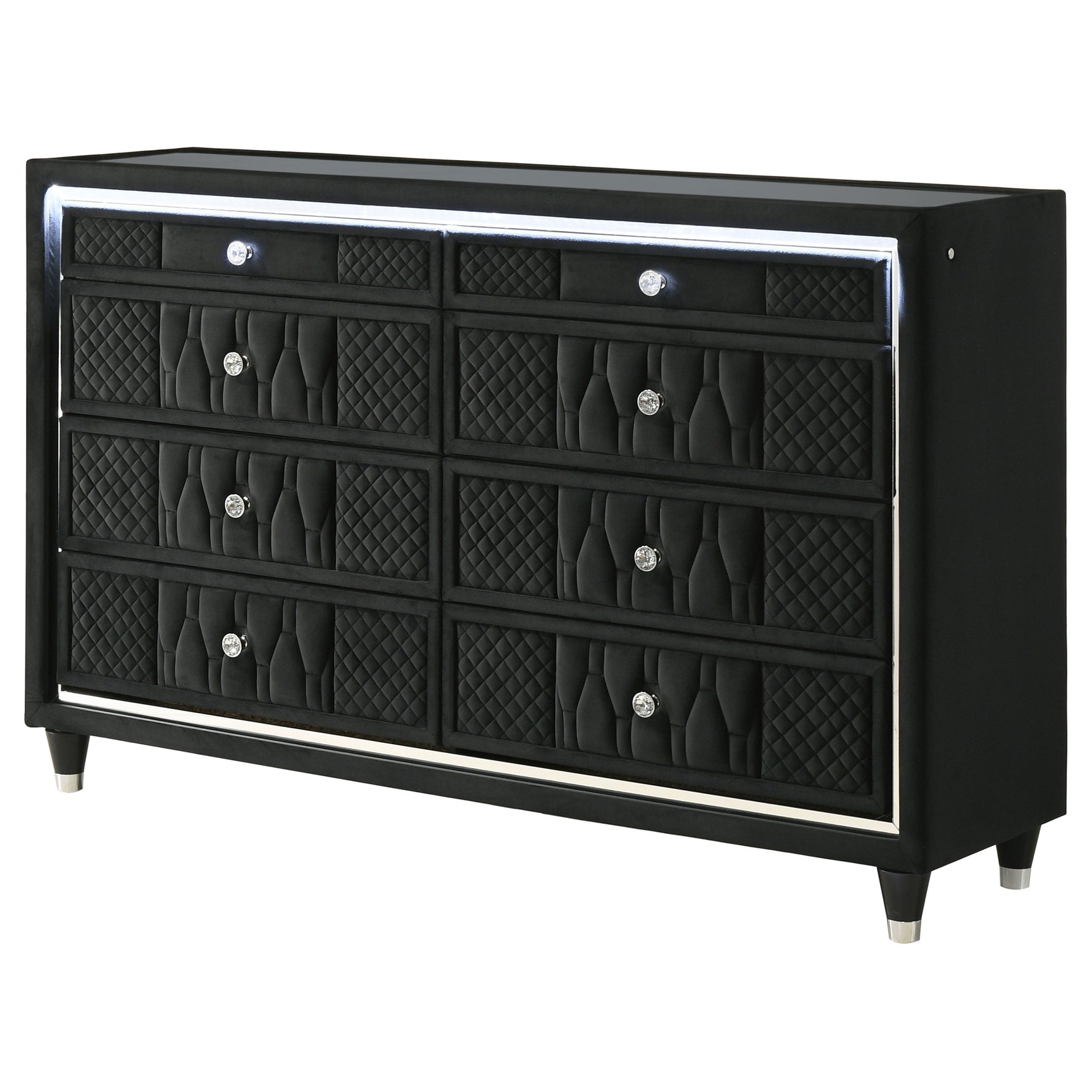 Lorient Black 8-drawer LED Bedroom Dresser Cabinet - Ornate Home