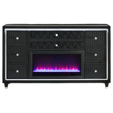 Lorient Black 8-drawer LED Bedroom Flame Box Dresser - Ornate Home