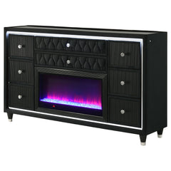 Lorient Black 8-drawer LED Bedroom Flame Box Dresser - Ornate Home