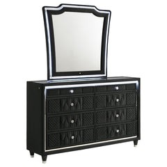 Lorient Black 8-drawer LED Dresser with Mirror - Ornate Home