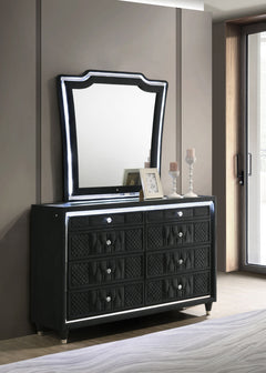 Lorient Black 8-drawer LED Dresser with Mirror - Ornate Home