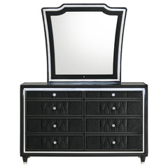 Lorient Black 8-drawer LED Dresser with Mirror - Ornate Home