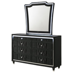 Lorient Black 8-drawer LED Dresser with Mirror - Ornate Home