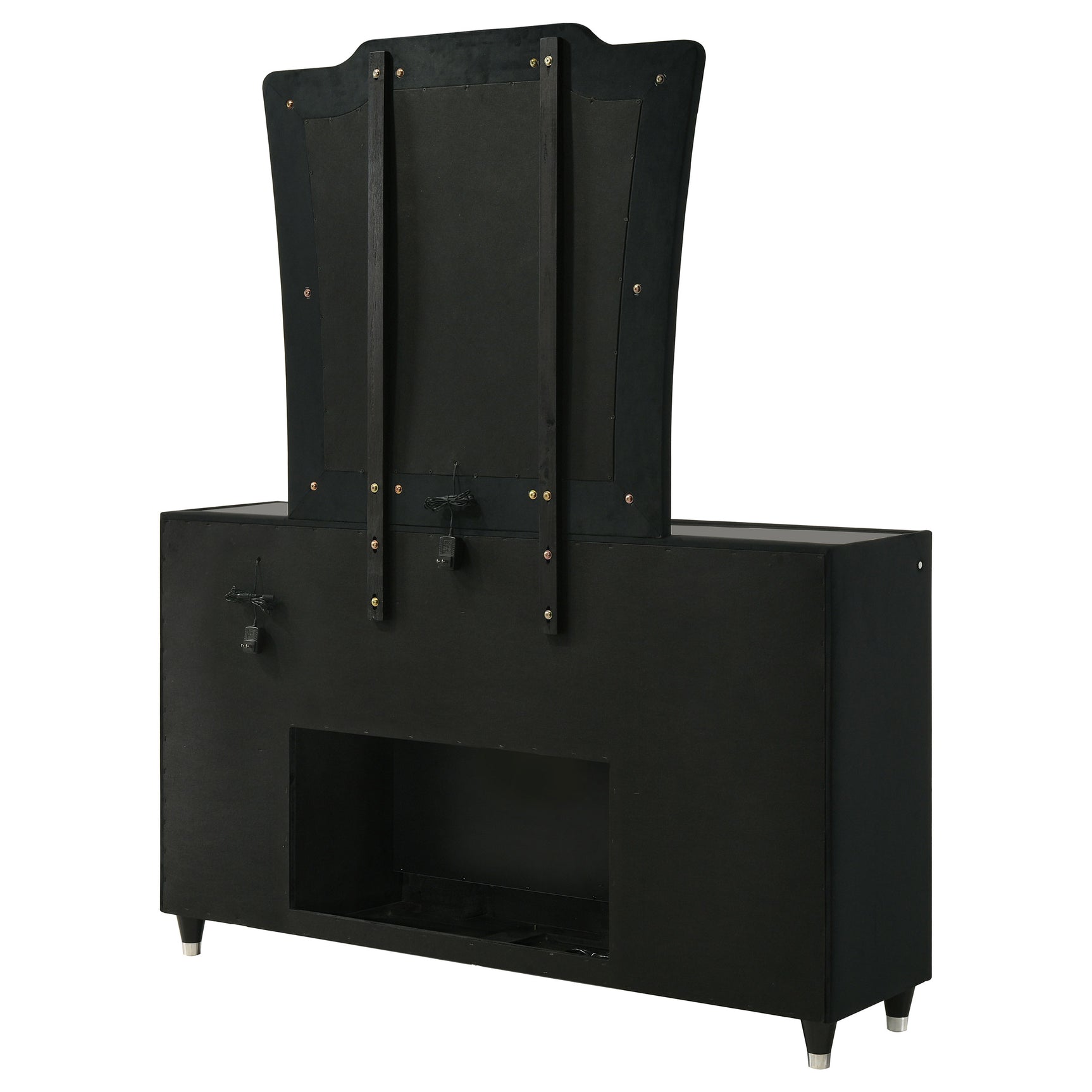 Lorient Black 8-drawer LED Flame Box Dresser and Mirror - Ornate Home