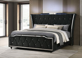 Lorient Black Eastern King LED Upholstered Bed - Ornate Home