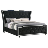 Lorient Black Eastern King LED Upholstered Bed - Ornate Home