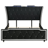 Lorient Black Eastern King LED Upholstered Bed - Ornate Home