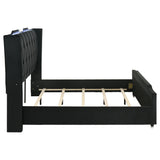 Lorient Black Eastern King LED Upholstered Bed - Ornate Home