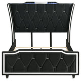Lorient Black Queen LED Upholstered Wingback Bed - Ornate Home