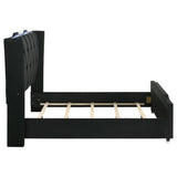 Lorient Black Queen LED Upholstered Wingback Bed - Ornate Home
