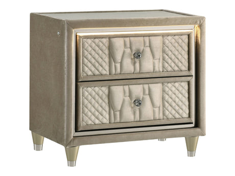 Lorient Ivory/Camel 2-drawer LED Nightstand with USB - Ornate Home