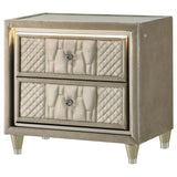 Lorient Ivory/Camel 2-drawer LED Nightstand with USB - Ornate Home