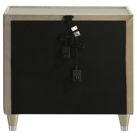 Lorient Ivory/Camel 2-drawer LED Nightstand with USB - Ornate Home