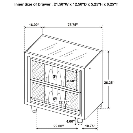 Lorient Ivory/Camel 2-drawer LED Nightstand with USB - Ornate Home