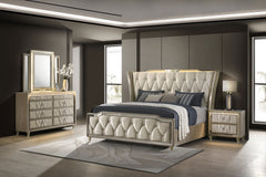 Lorient Ivory/Camel 4-piece California King Bedroom Set - Ornate Home