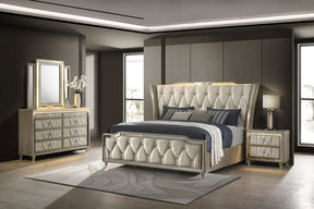 Lorient Ivory/Camel 4-piece California King Bedroom Set - Ornate Home