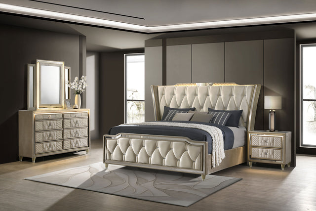 Lorient Ivory/Camel 4-piece California King Bedroom Set - Ornate Home