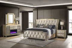 Lorient Ivory/Camel 4-piece California King Bedroom Set - Ornate Home