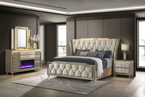 Lorient Ivory/Camel 4-piece California King Bedroom Set - Ornate Home