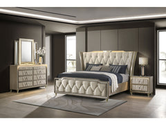 Lorient Ivory/Camel 4-piece Queen Bedroom Set - Ornate Home