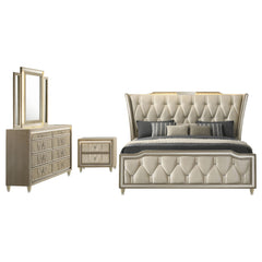 Lorient Ivory/Camel 4-piece Queen Bedroom Set - Ornate Home