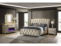 Lorient Ivory/Camel 4-piece Queen Bedroom Set - Ornate Home