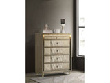 Lorient Ivory/Camel 5-drawer LED Chest of Drawers - Ornate Home