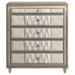 Lorient Ivory/Camel 5-drawer LED Chest of Drawers - Ornate Home