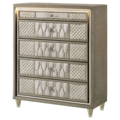 Lorient Ivory/Camel 5-drawer LED Chest of Drawers - Ornate Home