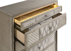 Lorient Ivory/Camel 5-drawer LED Chest of Drawers - Ornate Home