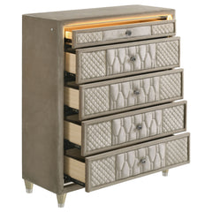 Lorient Ivory/Camel 5-drawer LED Chest of Drawers - Ornate Home