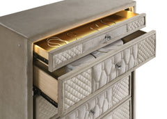 Lorient Ivory/Camel 5-drawer LED Chest of Drawers - Ornate Home