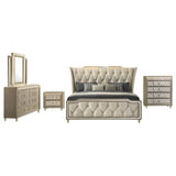 Lorient Ivory/Camel 5-piece California King Bedroom Set - Ornate Home