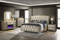 Lorient Ivory/Camel 5-piece California King Bedroom Set - Ornate Home