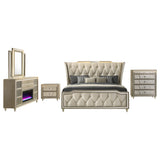 Lorient Ivory/Camel 5-piece California King Bedroom Set - Ornate Home