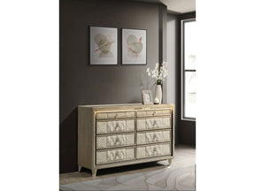 Lorient Ivory/Camel 8-drawer LED Bedroom Dresser Cabinet - Ornate Home