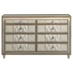 Lorient Ivory/Camel 8-drawer LED Bedroom Dresser Cabinet - Ornate Home