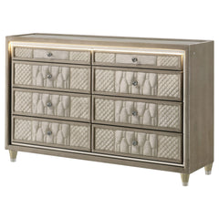 Lorient Ivory/Camel 8-drawer LED Bedroom Dresser Cabinet - Ornate Home